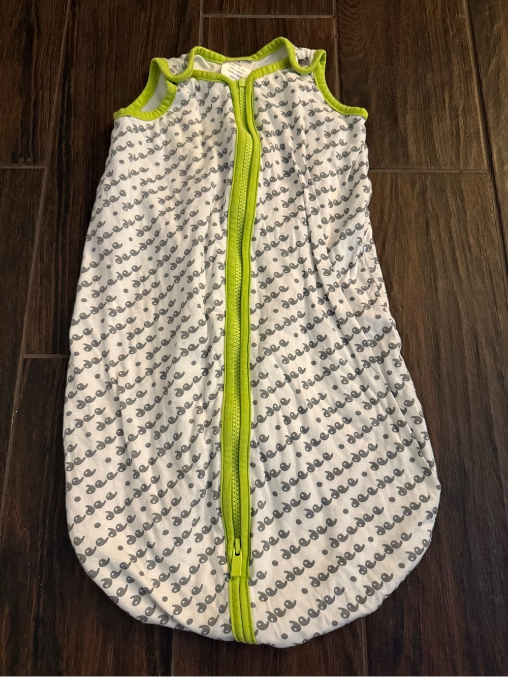 Sleeveless White Sleep Sack with Lime Trim - Cozy Baby One-Piece